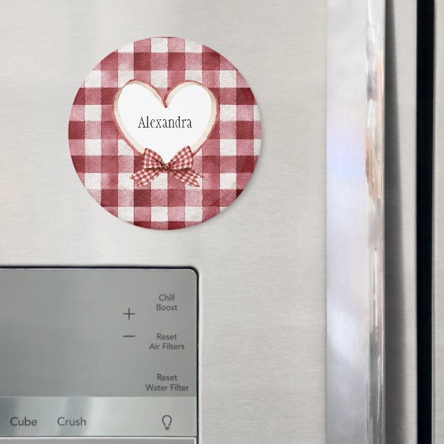 Burgundy Red White Heart Ribbon Valentine's Day Magnet (In Situ (Kühlschrank))