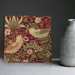Burgundy Red William Morris Strawberry Thief Fliese