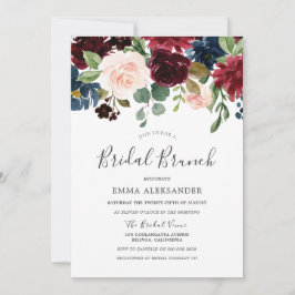 Burgundy Red Wine Floral Bridal Brunch Einladung