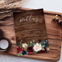 Burgundy Red Wine Rustic Wood Wedding