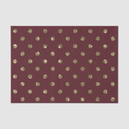 BURGUNDY RED WITH GOLD GLITTER LOOK DOTS SEIDENPAPIER