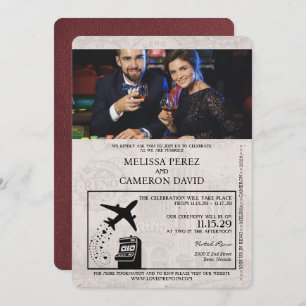 Burgundy Reno Passport Hochzeit Einladung