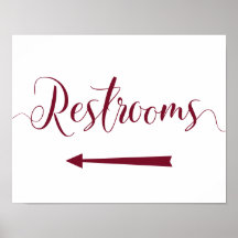Burgundy Restrooms-Zeichen - Links Pfeilrichtung