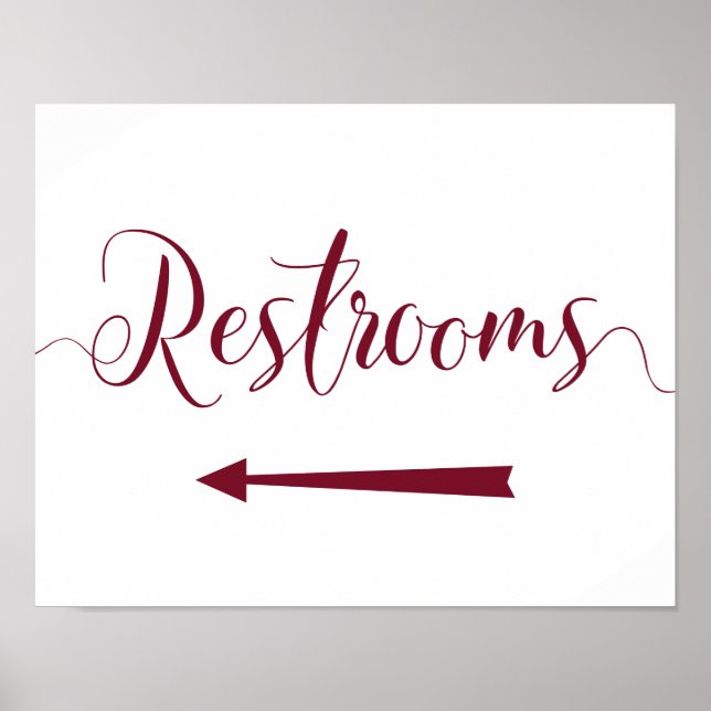 Burgundy Restrooms-Zeichen - Links Pfeilrichtung Poster (Vorne)