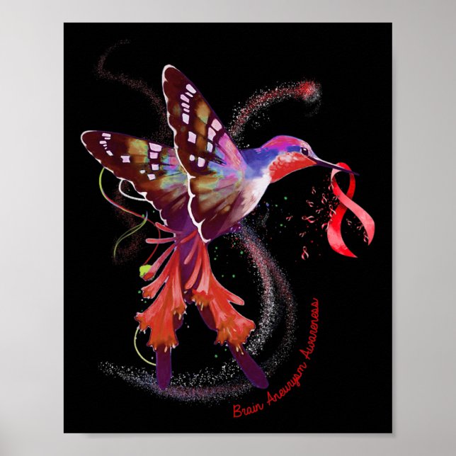 Burgundy Ribbon Gehirnaneurysm-Bewusstsein Poster (Vorne)