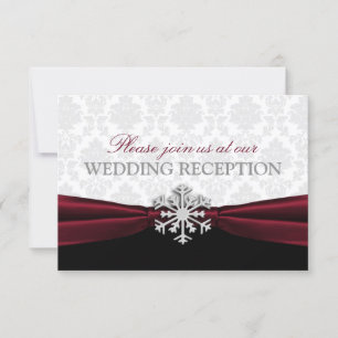 Burgundy Ribbon Winter Wedding Empfang Einladung