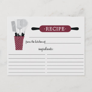 Burgundy Rolling Button Kitchen Tools Rezept Card Postkarte
