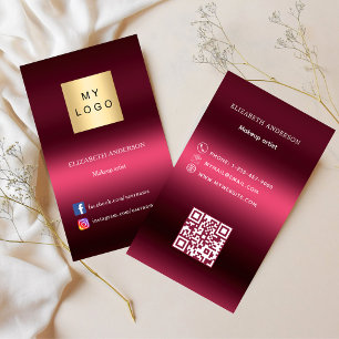 Burgundy rosa Logo Qr Code für soziale Medien Visitenkarte