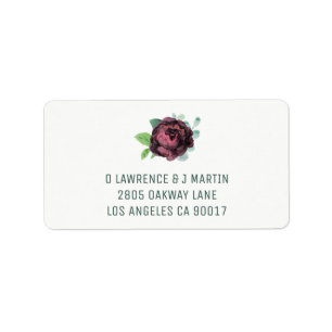 Burgundy Rose Address Labels Adressaufkleber