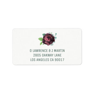 Burgundy Rose Address Labels Adressaufkleber