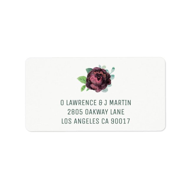 Burgundy Rose Address Labels Adressaufkleber (Vorne)