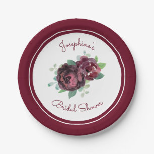 Burgundy Rose Blumenkohl Brautparty Pappteller