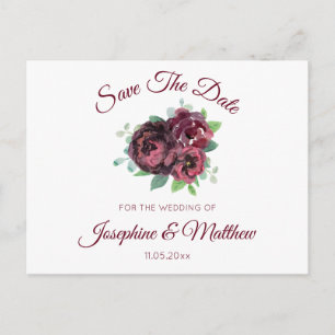 Burgundy Rose Bouquet Save the Date Ankündigungspostkarte
