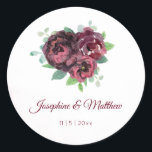 Burgundy Rose Bouquet Watercolor Wedding Stickers<br><div class="desc">Diese Hochzeitsaufkleber sind mit bordeauxroten Rose in Aquarellfarben versehen. Sie können diese Aufkleber mit Ihren Namen und Ihrem Hochzeitstermin personalisieren. Klicken Sie auf die Schaltfläche "Anpassen", um weitere Optionen zu erhalten, wenn Sie die Textgröße ändern oder einen zusätzlichen Text hinzufügen möchten. Diese Aufkleber eignen sich ideal für die Verwendung als...</div>