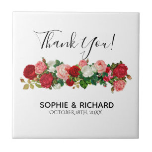 BURGUNDY ROSE FLORALGARLAND BLUME DANKE FLIESE