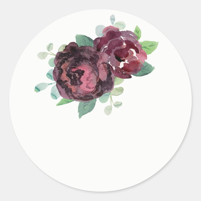 Burgundy Rose Gastgeschenk Hochzeit Stickers (Vorderseite)