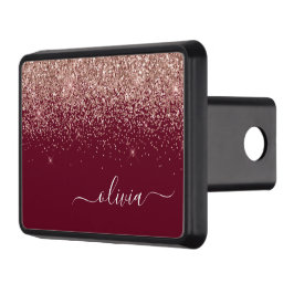 Burgundy Rose Gold Blush Pink Glitzer Monogram Abschlepphaken Cover