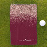 Burgundy Rose Gold Blush Pink Glitzer Monogram Golfhandtuch<br><div class="desc">Rose Gold - Rosa und Burgund Sparkle Glitzer gebürstetes Metall Monogram Name Golf Handtuch. Das macht den perfekten 16 Geburtstag,  Hochzeit,  Brautparty,  Jubiläum,  Babydusche oder Junggeselinnen-Abschied Geschenk für jemanden,  der Lieben glamourösen Luxus und schicke Stile.</div>