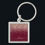 Burgundy Rose Gold Blush Pink Glitzer Monogram Schlüsselanhänger<br><div class="desc">Rose Gold - Blush Pink und Burgundy Sparkle Glitzer Script Monogram Name Keychains (Key Chain). Das macht den perfekten 16 Geburtstag,  Hochzeit,  Brautparty,  Jubiläum,  Babydusche oder Junggeselinnen-Abschied Geschenk für jemanden,  der Lieben glamourösen Luxus und schicke Stile.</div>