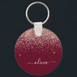 Burgundy Rose Gold Blush Pink Glitzer Monogram Schlüsselanhänger<br><div class="desc">Burgundy und Rose Gold - Rosa schwarz Sparkle Glitzer Script Monogram Name Keychains (Key Chain). Das macht den perfekten 16 Geburtstag,  Hochzeit,  Brautparty,  Jubiläum,  Babydusche oder Junggeselinnen-Abschied Geschenk für jemanden,  der Lieben glamourösen Luxus und schicke Stile.</div>