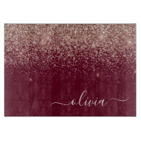 Burgundy Rose Gold Blush Pink Glitzer Monogram