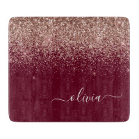 Burgundy Rose Gold Blush Pink Glitzer Monogram