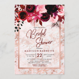 Burgundy Rose Gold Bridal Dusche Einladung