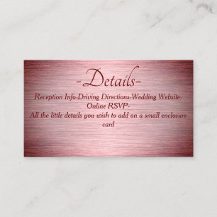 Burgundy Rose Gold gebürstetes Metall Hochzeitsdet Begleitkarte