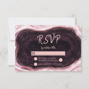 Burgundy & Rose Gold Geode Wedding RSVP Response