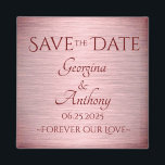 Burgundy Rose Gold Save the Date Custom Wedding Magnet<br><div class="desc">Gönnen Sie Ihrem Gast ein besonderes Burgundy Rose Gold Save the Date Custom Wedding Magnet! Ein schöner Sake mit Ihrem besonderen Datum, den Namen der Braut und des Bräutigams und einem besonderen Sprichwort oder Zitat! Einzigartiges, minimalistisches Design, das zu Ihrem Hochzeitsthema passt und Blätter, die das Gedächtnis bewahren! Exklusiv von...</div>
