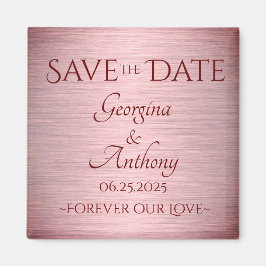 Burgundy Rose Gold Save the Date Custom Wedding Magnet