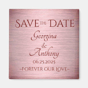 Burgundy Rose Gold Save the Date Custom Wedding Magnet