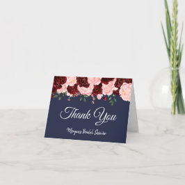 Burgundy Rose Navy Blue Brautparty Vielen Dank Dankeskarte