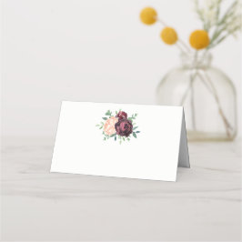 Burgundy Rose Peach Peony Bouquet Platzkarte