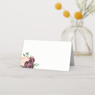 Burgundy Rose Peach Peony Floral Platzkarte