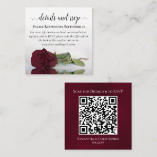 Burgundy Rose Posh Wedding Details & UAWG QR Code Begleitkarte