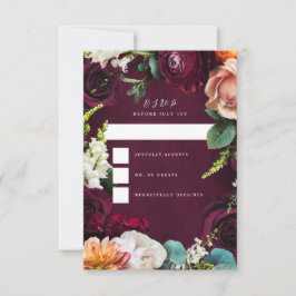 Burgundy Rose Ranunculus Wedding RSVP Einladung