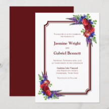 Burgundy Rose Red Border Wedding