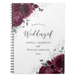 Burgundy Rose Silver Wedding Planner Notizblock