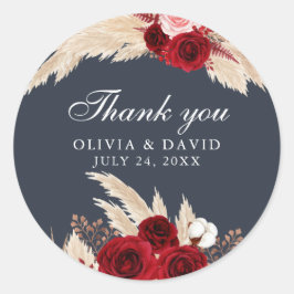 Burgundy Rose und Pampas Grass Vielen Dank Sticker