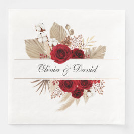 Burgundy Rose und Pampas Grass Wedding Napkins Serviette
