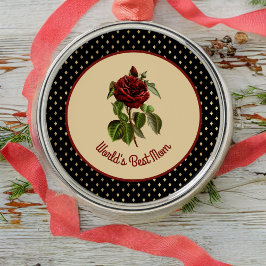 Burgundy-Rose zur besten Mama der Welt auf Black H Ornament Aus Metall