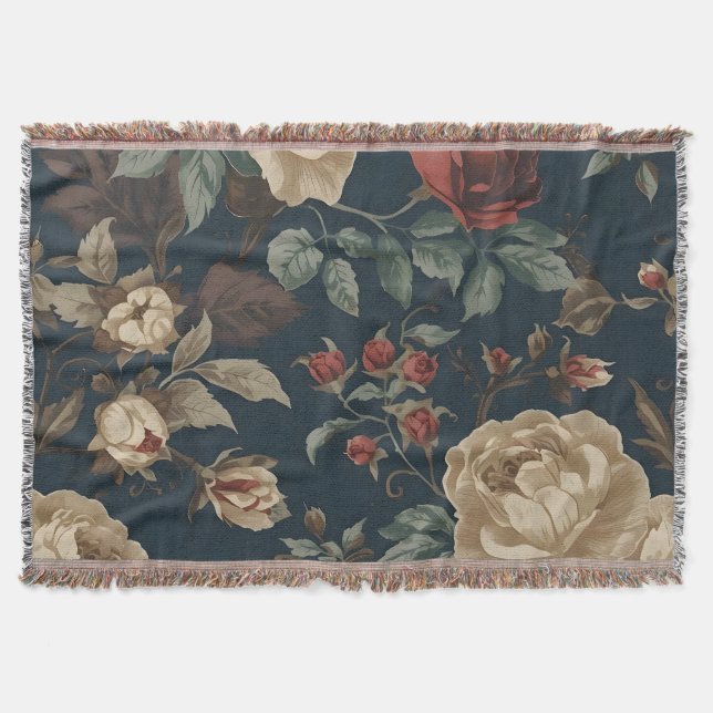 Burgundy roses antique peony distressed decke (Vorderseite)