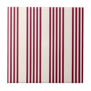 Burgundy rot und beige 5 Streifen Muster Fliese