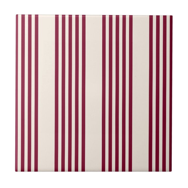 Burgundy rot und beige 5 Streifen Muster Fliese (Vorderseite)