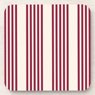 Burgundy rot und beige 5 Streifen Muster Getränkeuntersetzer