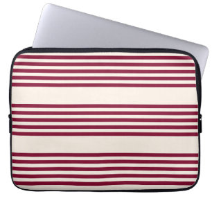 Burgundy rot und beige 5 Streifen Muster Laptopschutzhülle
