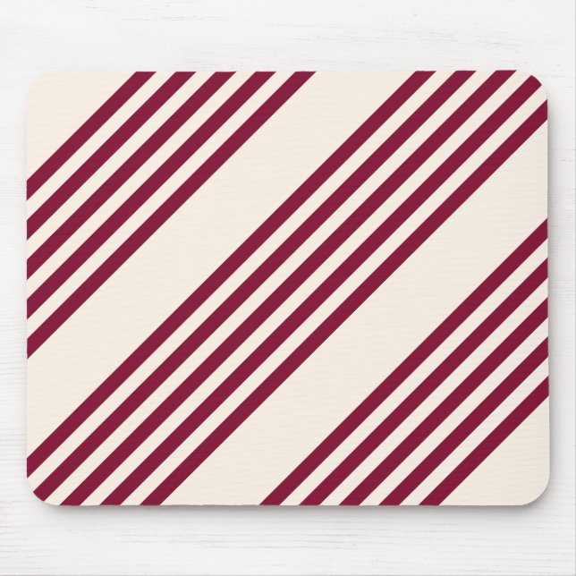 Burgundy rot und beige 5 Streifen Muster Mousepad (Vorne)