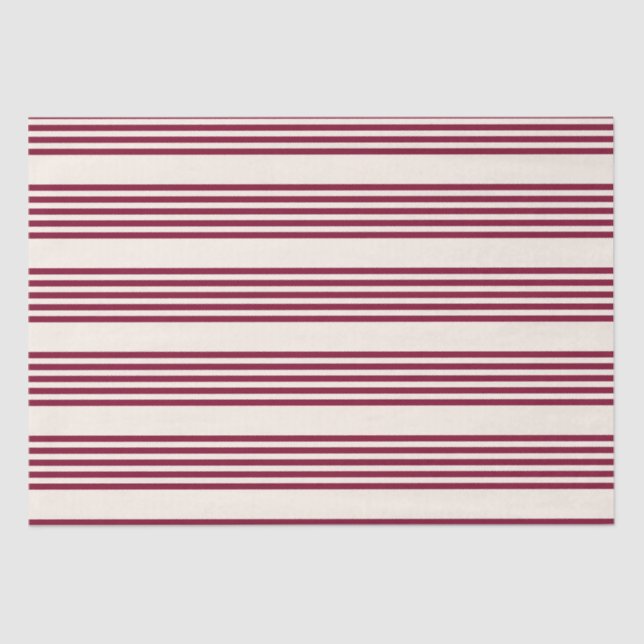 Burgundy rot und beige 5 Streifen Muster Seidenpapier (Vorderseite)