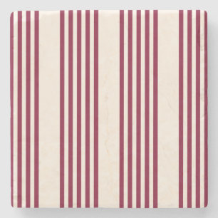 Burgundy rot und beige 5 Streifen Muster Steinuntersetzer